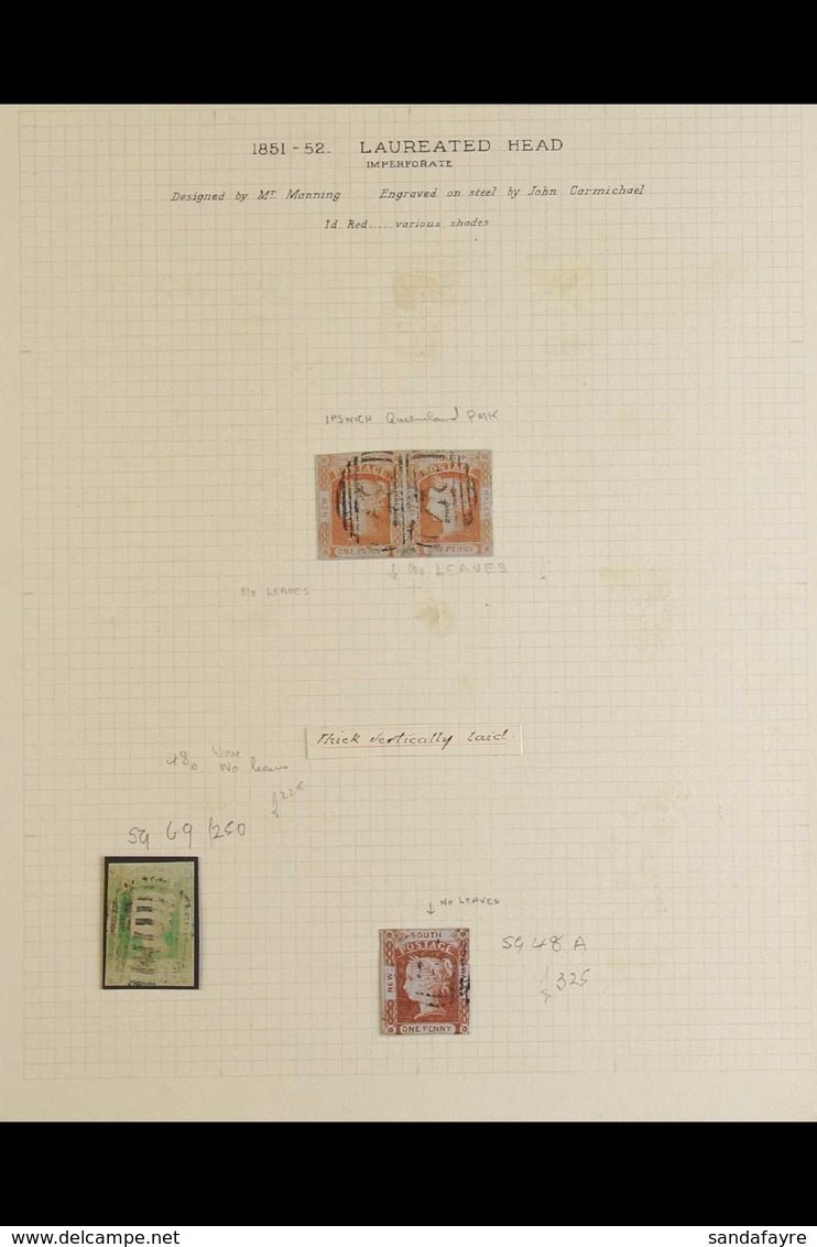 NEW SOUTH WALES 1851-52 LAUREATED IMPERFS COLLECTION. A Charming Collection On Several Old- Time Album Pages With Almost - Autres & Non Classés