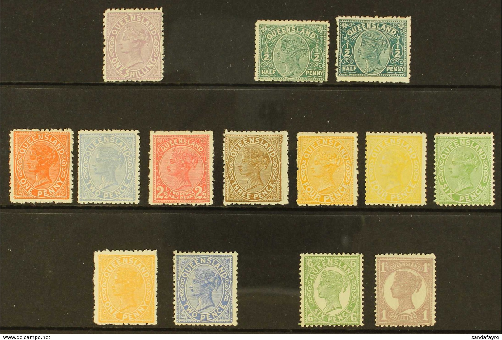 QUEENSLAND 1882-1908 All Different Fresh Mint Selection, With 1882-91 1s Pale Mauve Perf 12, 1890 Range To 6d Incl ½d Tw - Autres & Non Classés