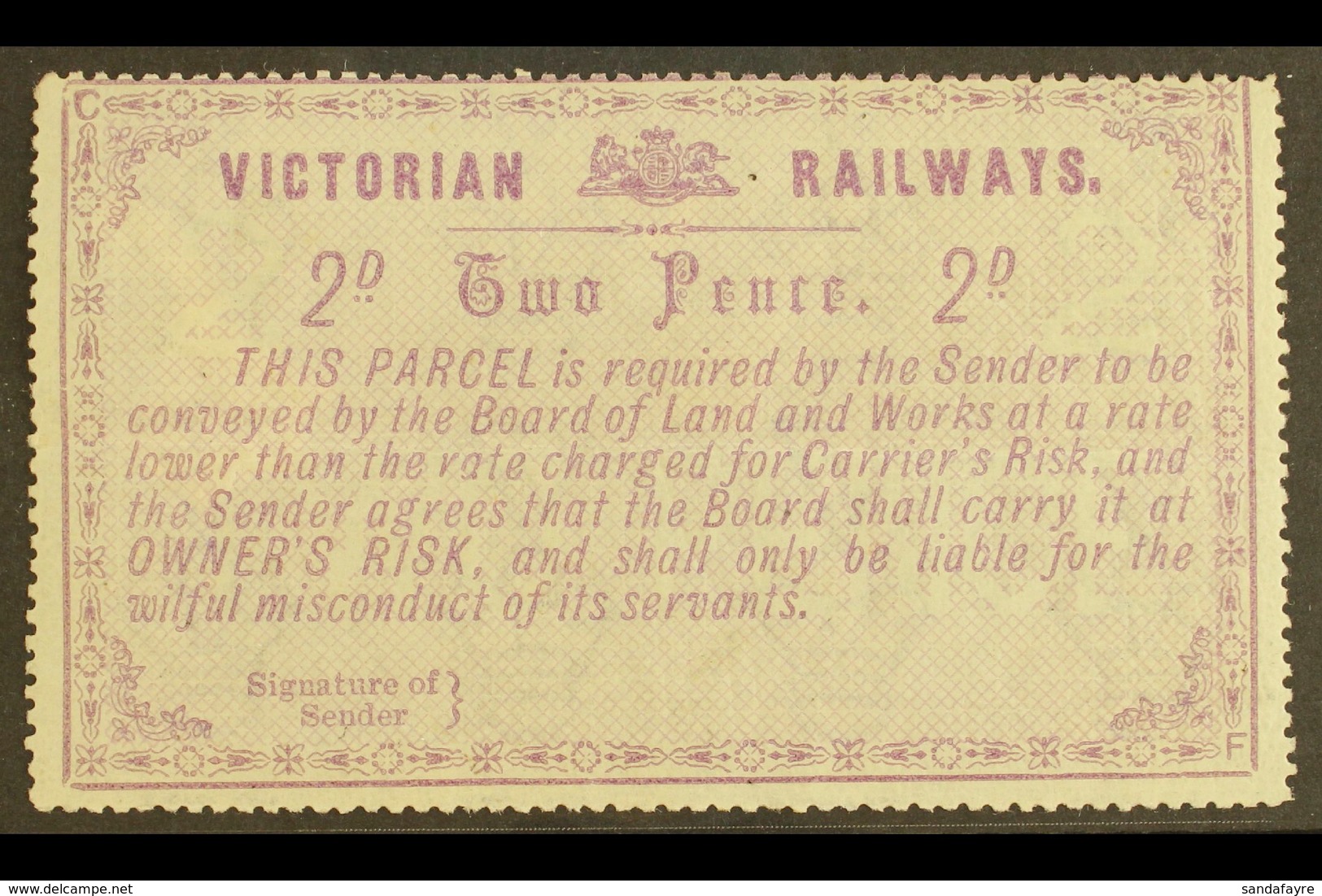 VICTORIA RAILWAY STAMP 1879 2d Violet On White, G&R VR 31, Fine Mint, Light Bend, Fresh Colour. For More Images, Please  - Autres & Non Classés