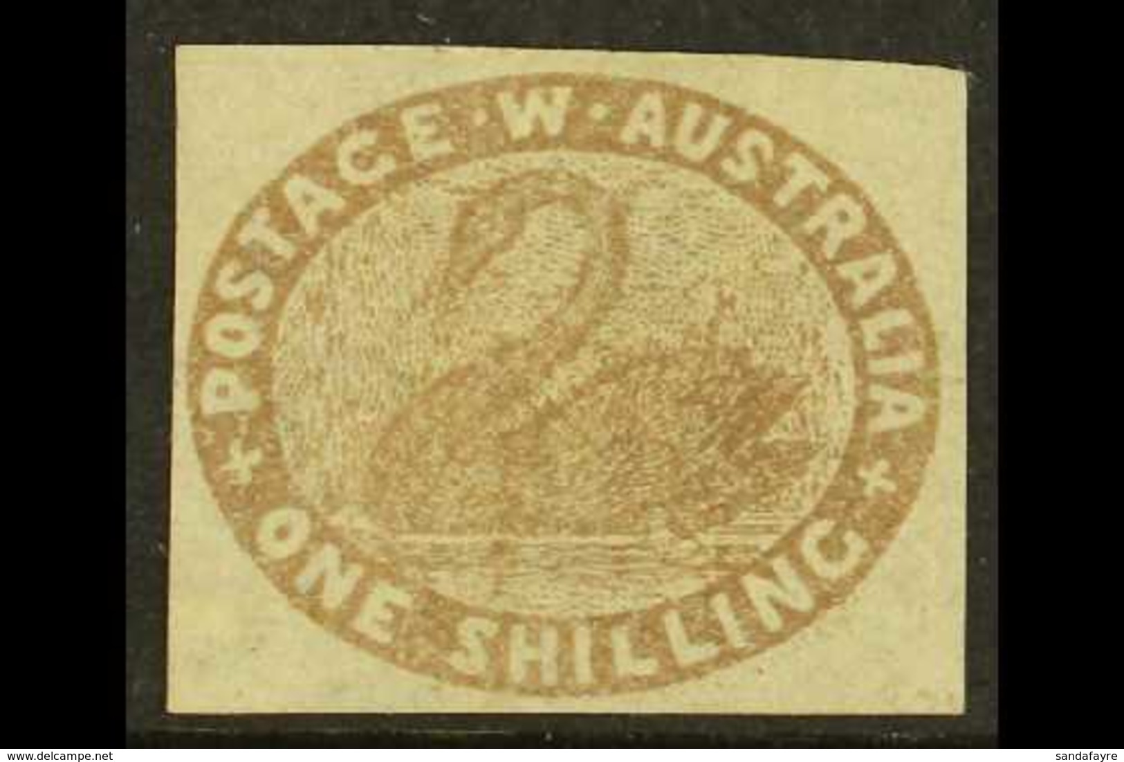 WESTERN AUSTRALIA 1855 1s Grey-brown Imperf, SG 4b, Superb Unused With 4 Good Neat Margins & Fabulous Fresh Appearance.  - Sonstige & Ohne Zuordnung