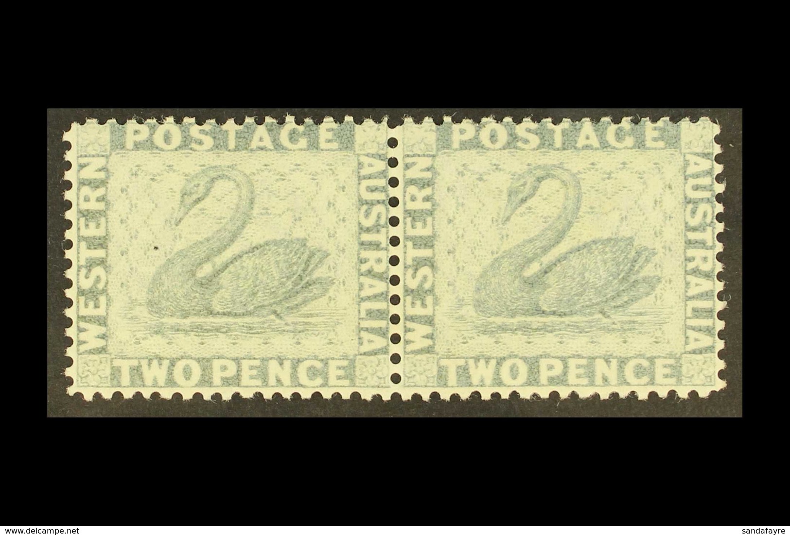 WESTERN AUSTRALIA 1888 2d Grey, Wmk Crown CA Sideways, Horizontal Pair, SG 104, Very Fine Mint. For More Images, Please  - Other & Unclassified