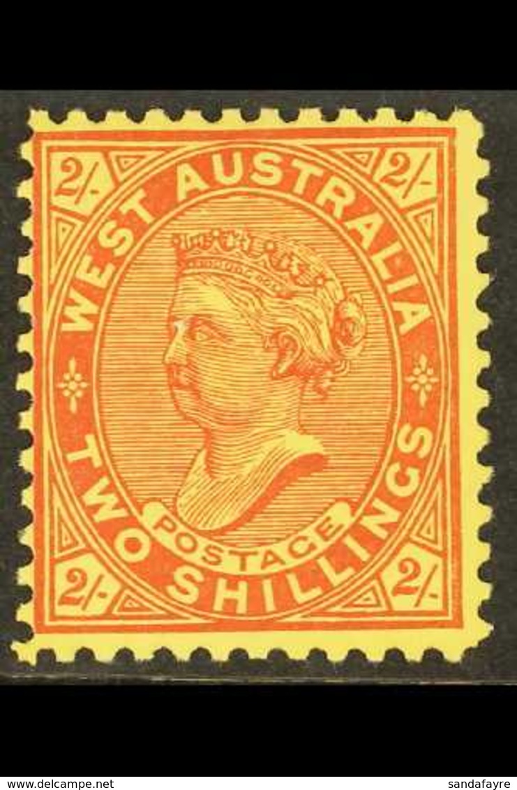 WESTERN AUSTRALIA 1902-11 2s Bright Red On Yellow, Perf.12x12½, Wmk Crown Over Double Lined "A," SG 134, Very Fine Mint. - Autres & Non Classés