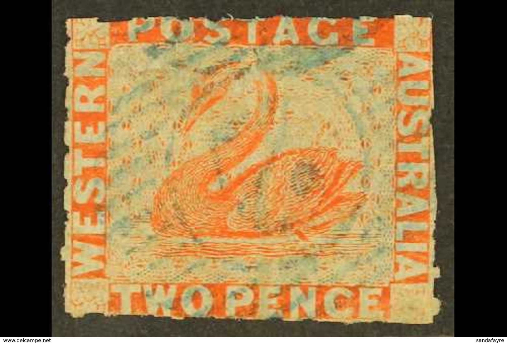 WESTERN AUSTRALIA 1860-64 2d Orange- Vermilion Rouletted, SG 29, Very Fine Used. Scarce. For More Images, Please Visit H - Sonstige & Ohne Zuordnung