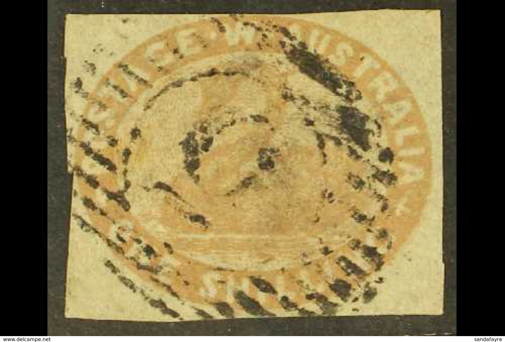 WESTERN AUSTRALIA 1854-55 1s Pale Brown Imperf., SG 4c, Used With Close To Good Square Margins, Thinned. Cat £325 For Mo - Sonstige & Ohne Zuordnung