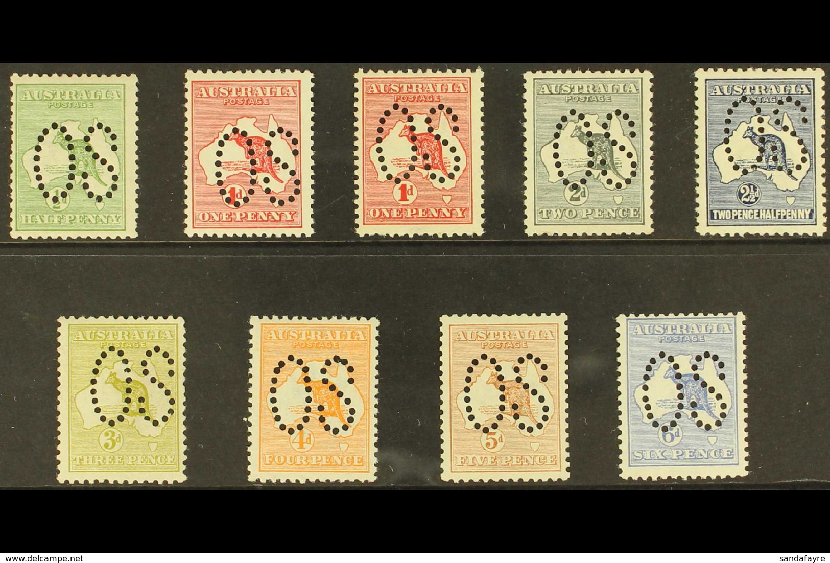 OFFICIALS 1913 Large "OS" Puncture Set Complete To 6d Ultramarine With Both 1d Dies, SG O1/O8, Never Hinged Mint (the ½d - Autres & Non Classés