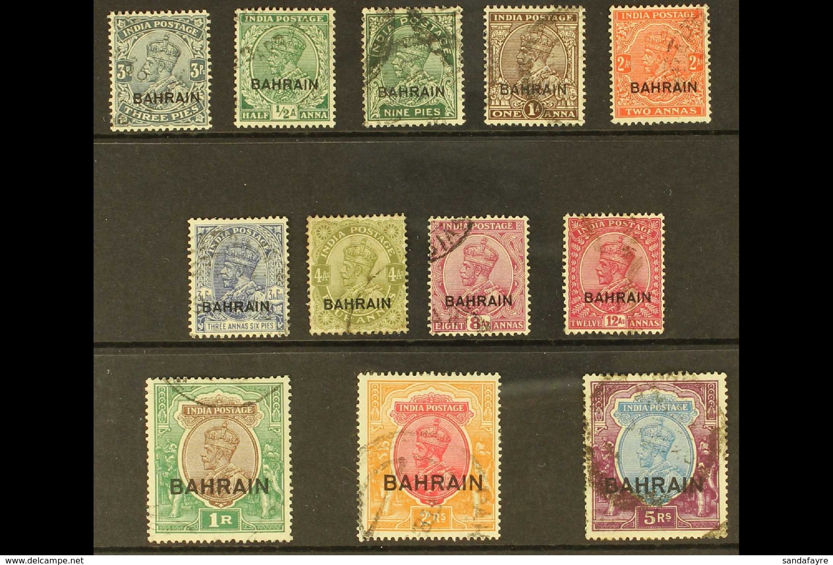 1933-37 Most Values To 5r (watermark Upright), Between SG 1 And SG 14, And Including The 4a, Good Used. (12 Stamps) For  - Bahreïn (...-1965)