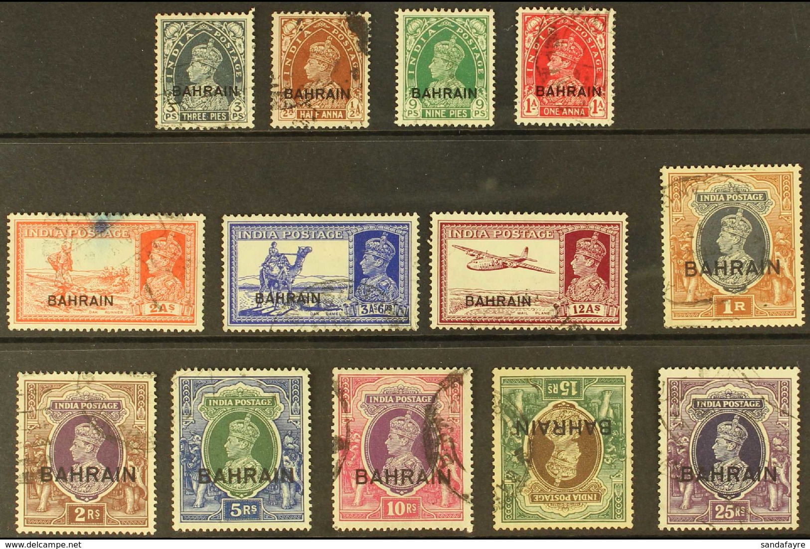 1938-41 Most Values To 25r, Between SG 20 And SG 37, Including The 12a Lake, Good Used, The 15r Is Wmk Inverted, And The - Bahreïn (...-1965)