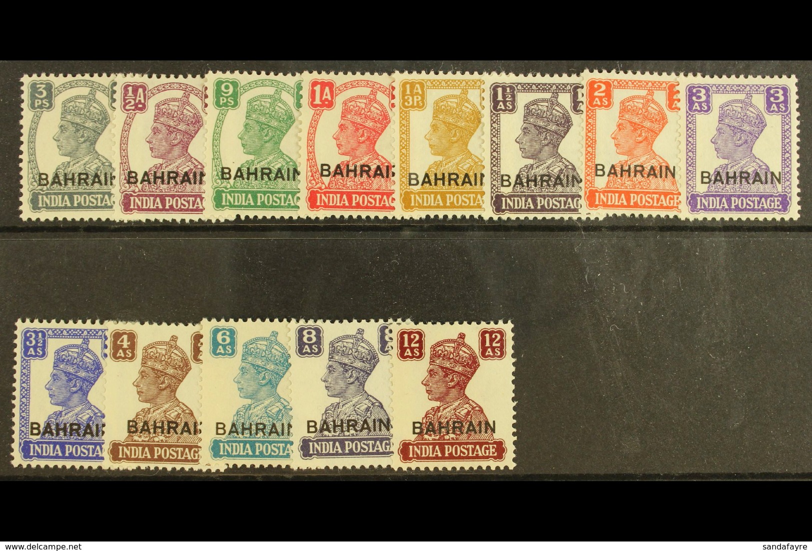 1942-45 White Background Set, SG 38/50, Fine Mint. (13) For More Images, Please Visit Http://www.sandafayre.com/itemdeta - Bahreïn (...-1965)
