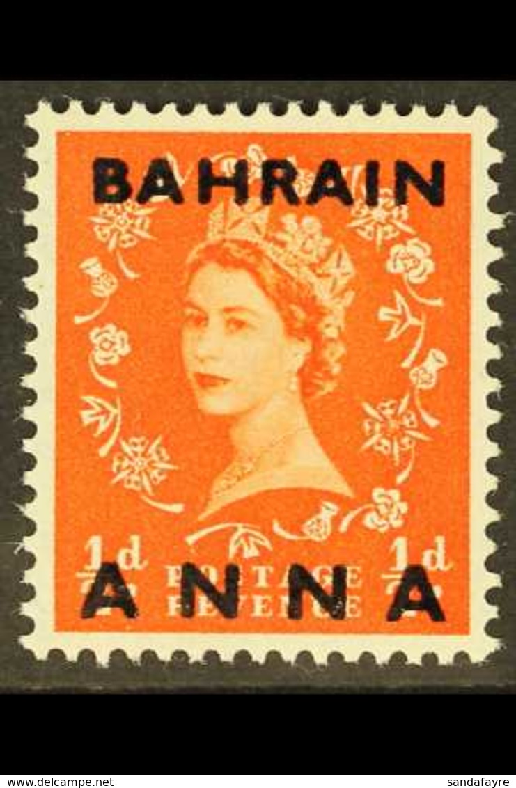 1952-54 ½a On ½d Orange-red Wilding, Fraction "½" Omitted, SG 80a, Fine Never Hinged Mint. For More Images, Please Visit - Bahreïn (...-1965)