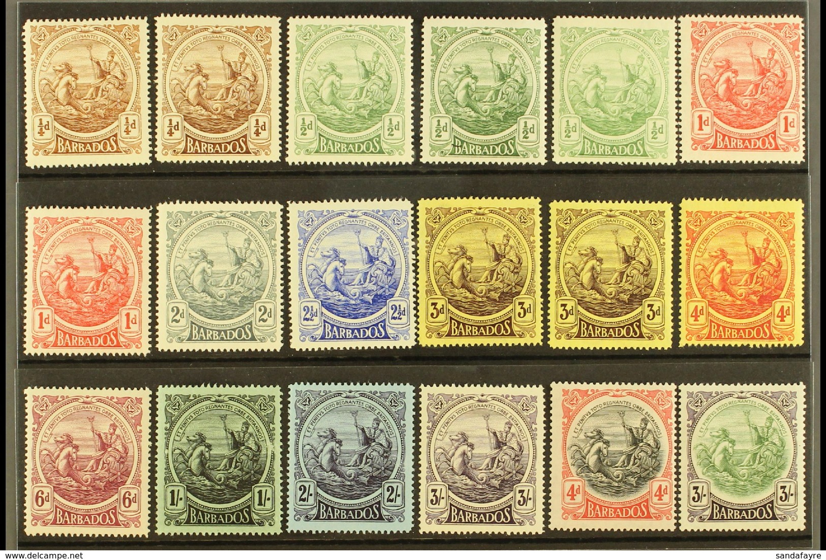 1916-19 Definitives Complete Set, SG 181/91, Plus Some Shades (including 3d On Thick Paper) And 1918 New Colour Set, SG  - Barbados (...-1966)