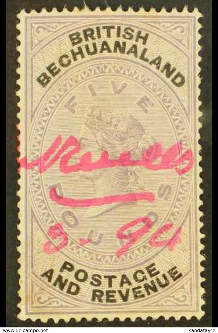 1888 £5 Lilac And Black, SG 21, With Red Manuscript  Fiscal Cancel. For More Images, Please Visit Http://www.sandafayre. - Sonstige & Ohne Zuordnung