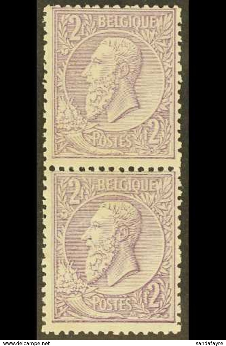1884-91 2fr Lilac On Pale Lilac, COB 52, Very Fine Mint Vertical Pair. (2 Stamps) For More Images, Please Visit Http://w - Sonstige & Ohne Zuordnung