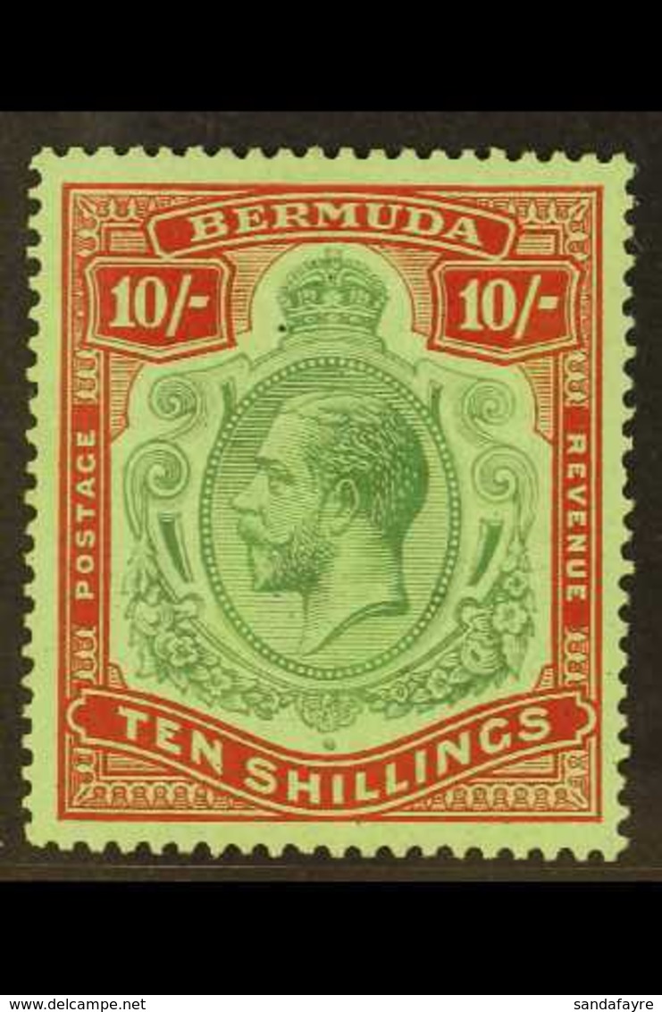 1924-32 10s Green And Red On Pale Emerald, SG 92, Very Fine Mint. For More Images, Please Visit Http://www.sandafayre.co - Bermuda