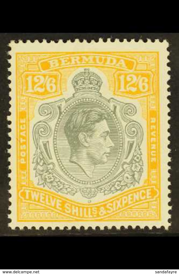 1947 12s.6d Grey And Yellow "lemon", SG 120d, Very Fine Mint. For More Images, Please Visit Http://www.sandafayre.com/it - Bermudes