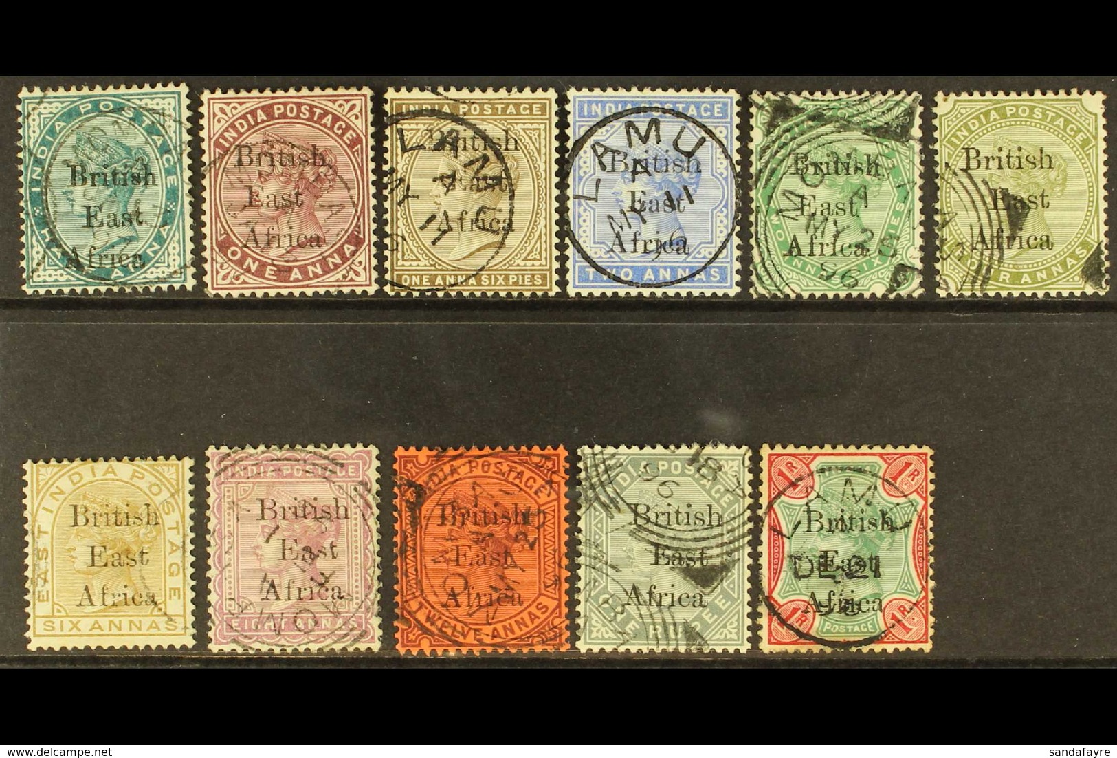 1895-96 Set (less 3a) To Both 1r, SG 49/60, Very Fine Used. (11 Stamps) For More Images, Please Visit Http://www.sandafa - Afrique Orientale Britannique