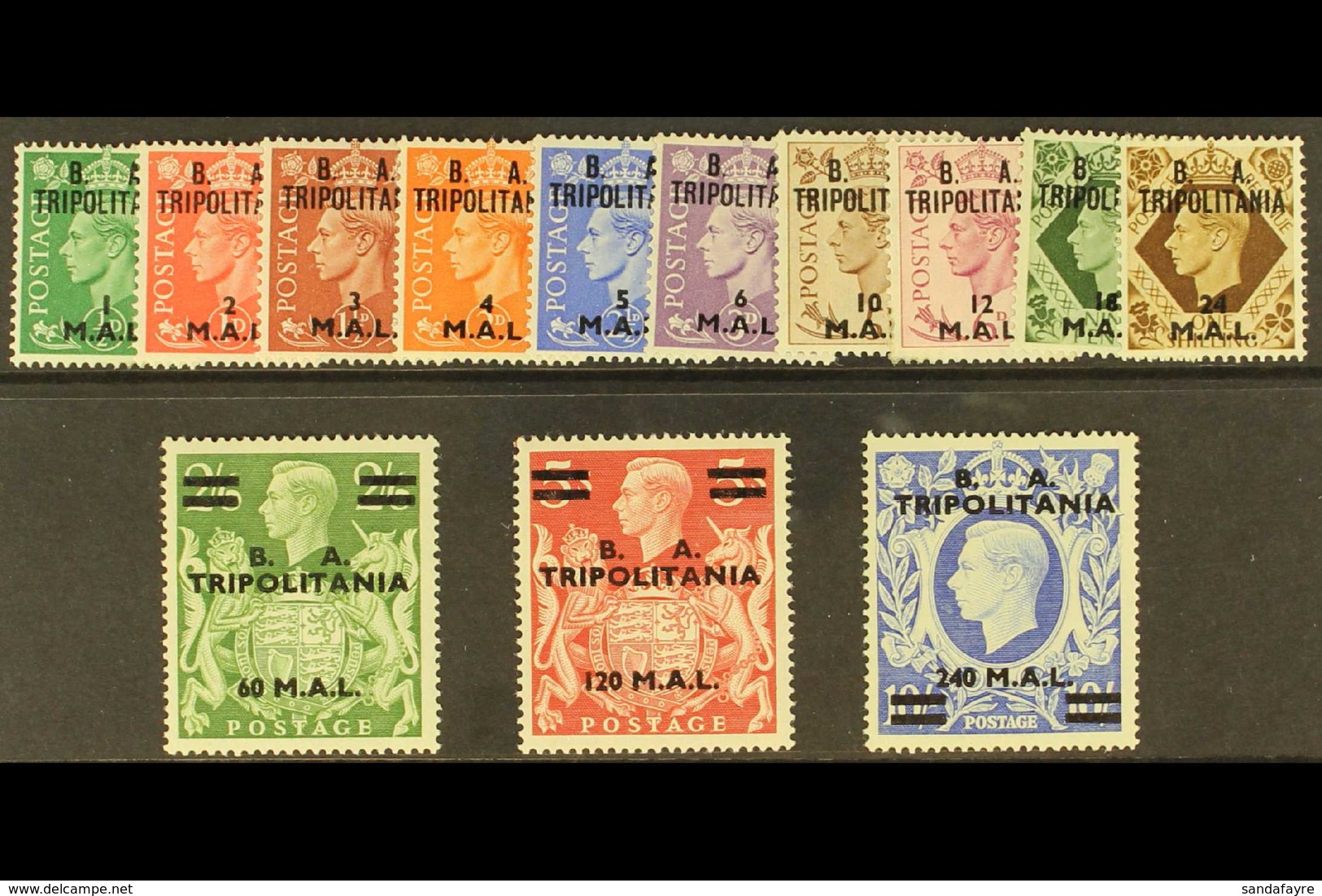 TRIPOLITANIA 1950 Complete Set, SG T14/26, Lightly Hinged Mint. (13 Stamps) For More Images, Please Visit Http://www.san - Afrique Orientale Italienne