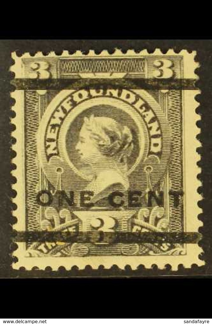 1897 1c On 3c Grey Purple, Type 38 Surcharge, SG 82, Very Fine Mint. For More Images, Please Visit Http://www.sandafayre - Sonstige & Ohne Zuordnung