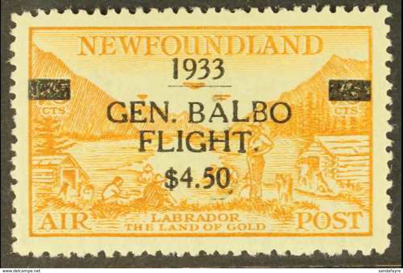 1933 $4.50 On 75c Yellow-brown Air "GEN. BALBO FLIGHT" Overprint (SG 235, Unitrade C18), Superb Mint, Very Fresh. For Mo - Autres & Non Classés