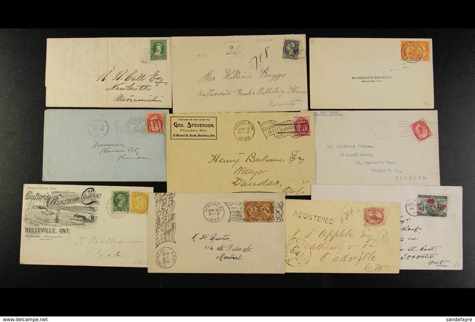 CANADA & PROVINCES QV POSTAL HISTORY Accumulation Of Covers And Cards Franked With Queen Victoria Adhesives Including 2  - Autres & Non Classés