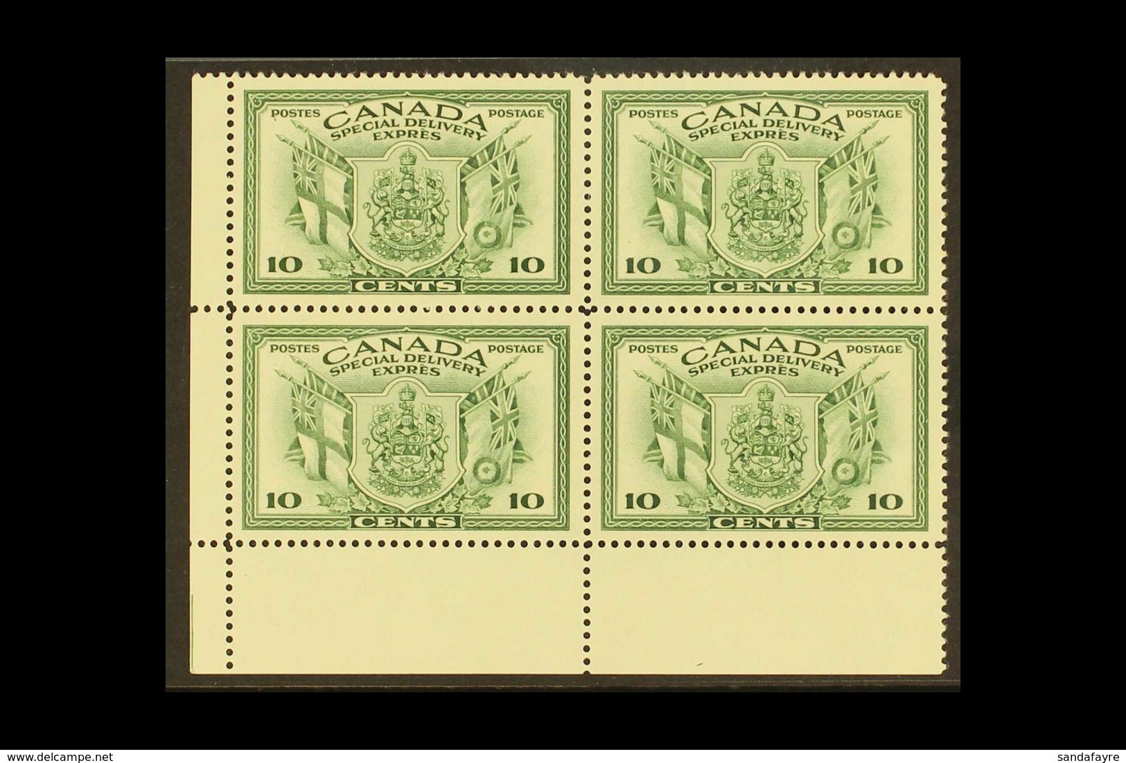 SPECIAL DELIVERY 1942 10c Green War Effort, SG S12, NHM Corner Block Of 4. For More Images, Please Visit Http://www.sand - Autres & Non Classés