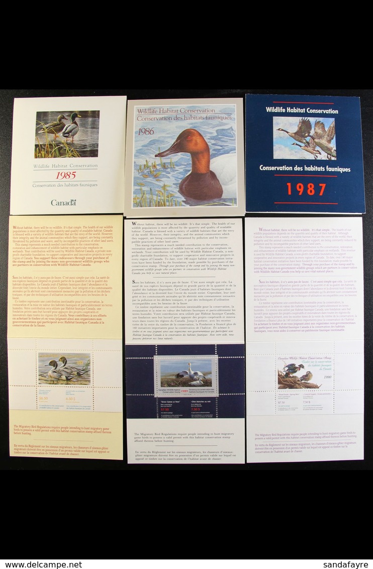 WILDLIFE CONSERVATION DUCK HUNTING STAMPS 1985-1994 The Complete Run Of Complete Booklets Each Containing A Single Stamp - Autres & Non Classés