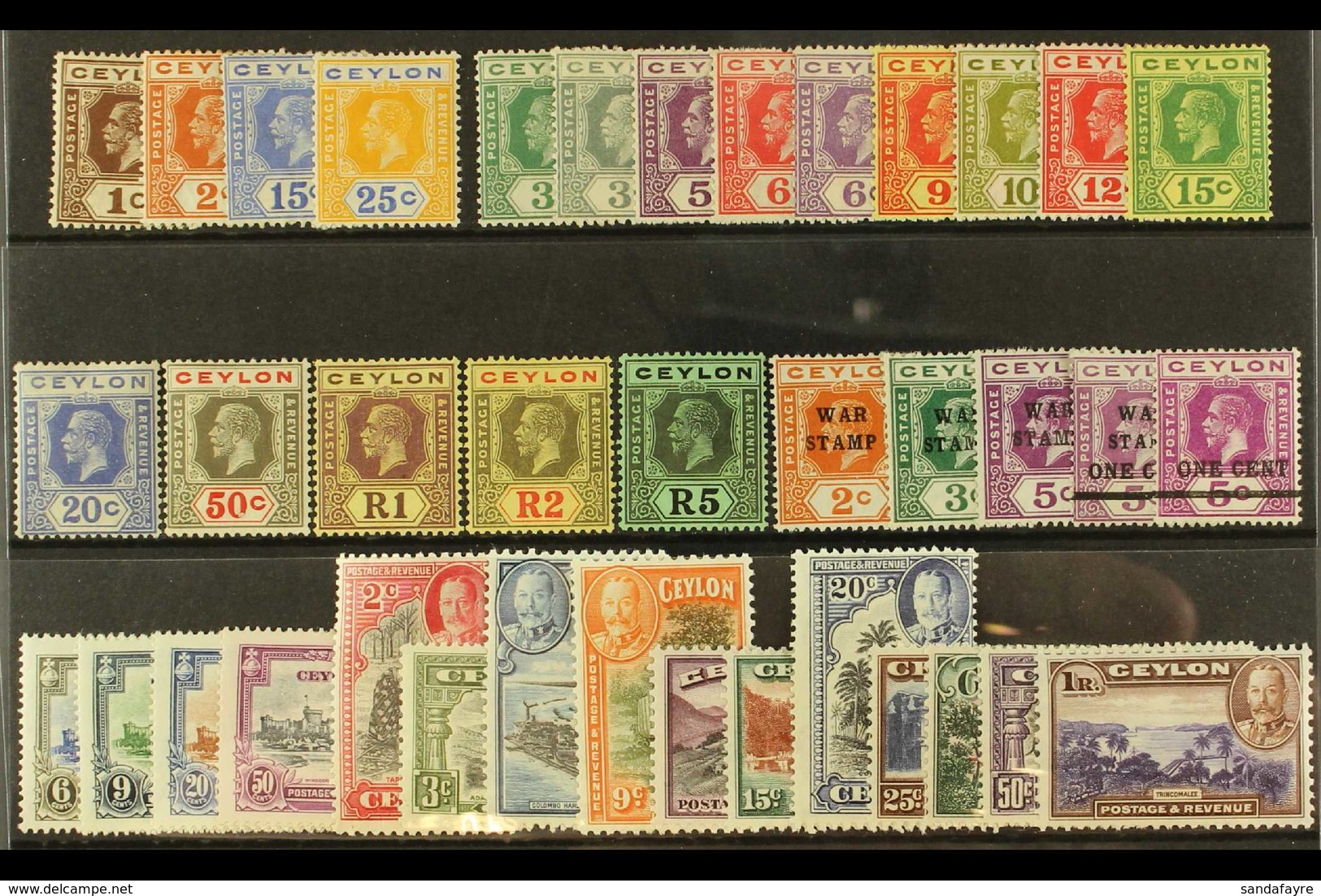 1912-36 KGV MINT COLLECTION Presented On A Stock Card With Definitives To 5r, 1935 Jubilee Set & 1936 Pictorial Definiti - Ceylan (...-1947)
