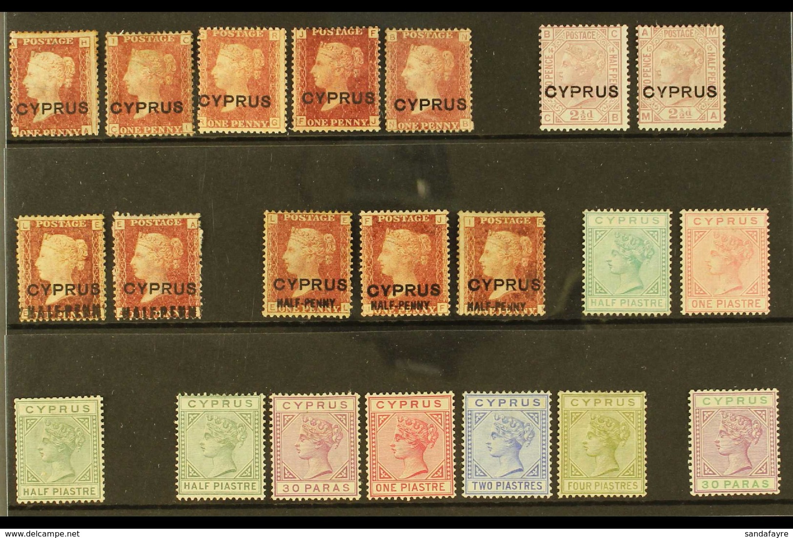 1880-1894 MINT SELECTION On A Stock Card, Inc 1888 1d (x5, Plates 201 & 215-218) & 2½d (x2, Plates 14 & 15) Overprints,  - Autres & Non Classés