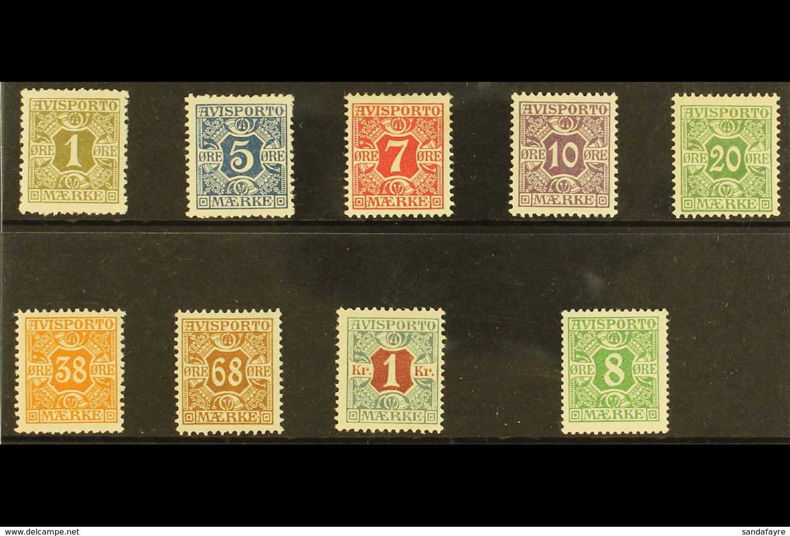 NEWSPAPER 1907-15 MINT SELECTION On A Stock Card With 1907 Set To 1Kr & 1914-15 8 Ore. Useful Range (9 Stamps) For More  - Sonstige & Ohne Zuordnung