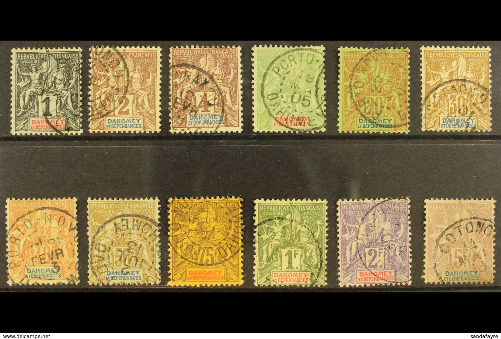 DAHOMEY 1901-05 "Tablet" Set Used, Yv 6/17, Cds Used, Some Small Faults (12 Stamps) For More Images, Please Visit Http:/ - Autres & Non Classés