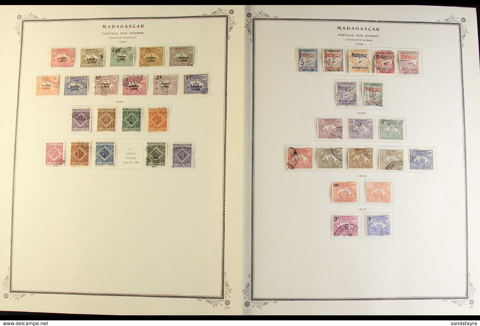 MADAGASCAR POSTAGE DUES 1896-1947 Very Fine Used Collection, Includes 1896 Imperf Set Complete, 1908-24 Set, 1924-27 Set - Other & Unclassified