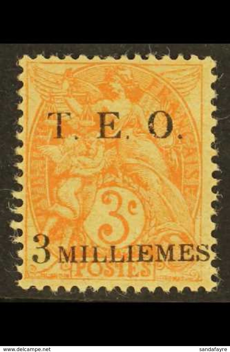 SYRIA 1919 3m On 3c Orange, SG 3 (Yvert 3, €400), Lightly Hinged Mint With Feint Crease Visible From The Reverse, Cat £2 - Sonstige & Ohne Zuordnung