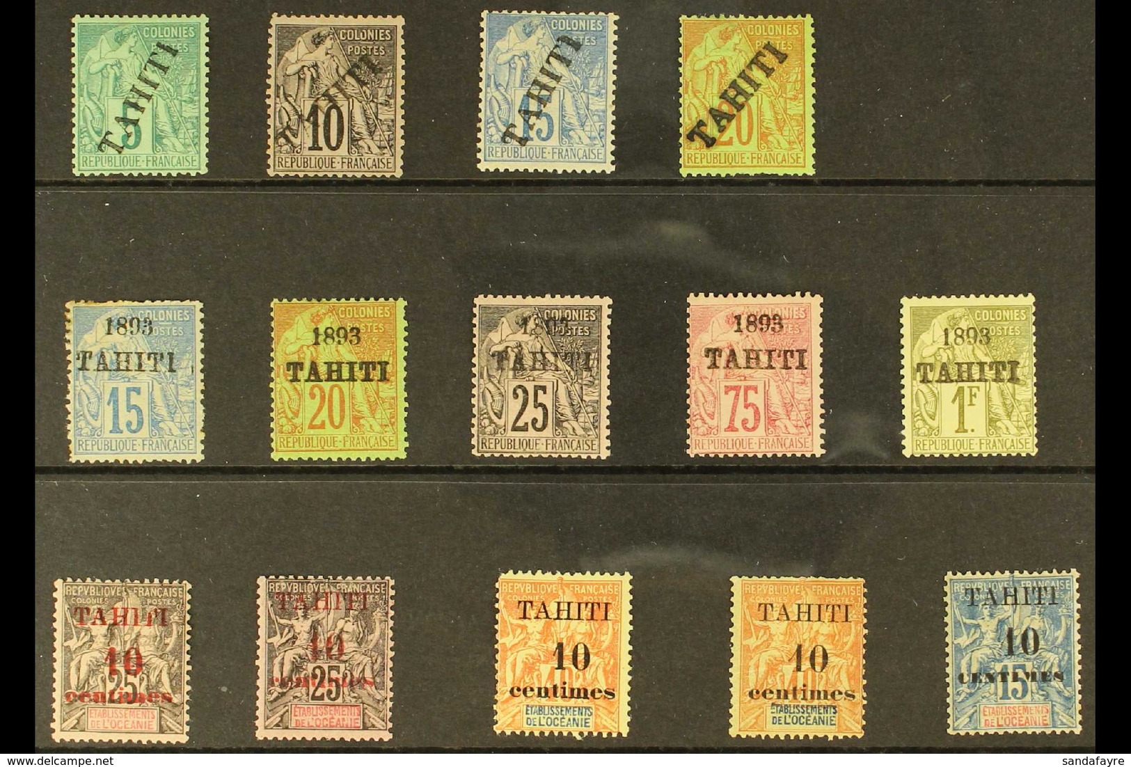 TAHITI 1893-1903 Fine Mint All Different Collection. With 1893 Diagonal Overprint 5c To 20c (the 10c & 20c No Gum); "189 - Autres & Non Classés