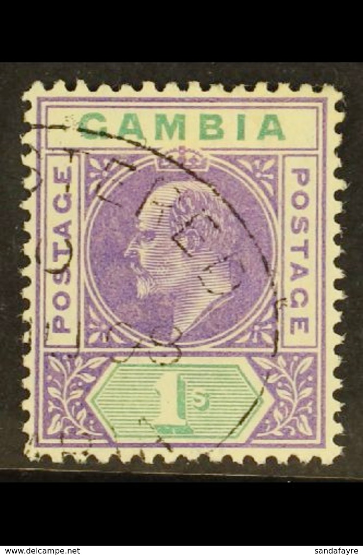 1904-06 1s Violet & Green, SG 67, Superb Used, Very Fresh. For More Images, Please Visit Http://www.sandafayre.com/itemd - Gambie (...-1964)