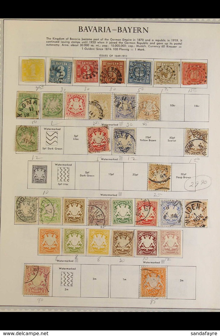 BAVARIA 1850-1920 Mint And Used Collection On Album Pages, Includes A Range Of Early First Types With 1k Yellow (mint),  - Sonstige & Ohne Zuordnung