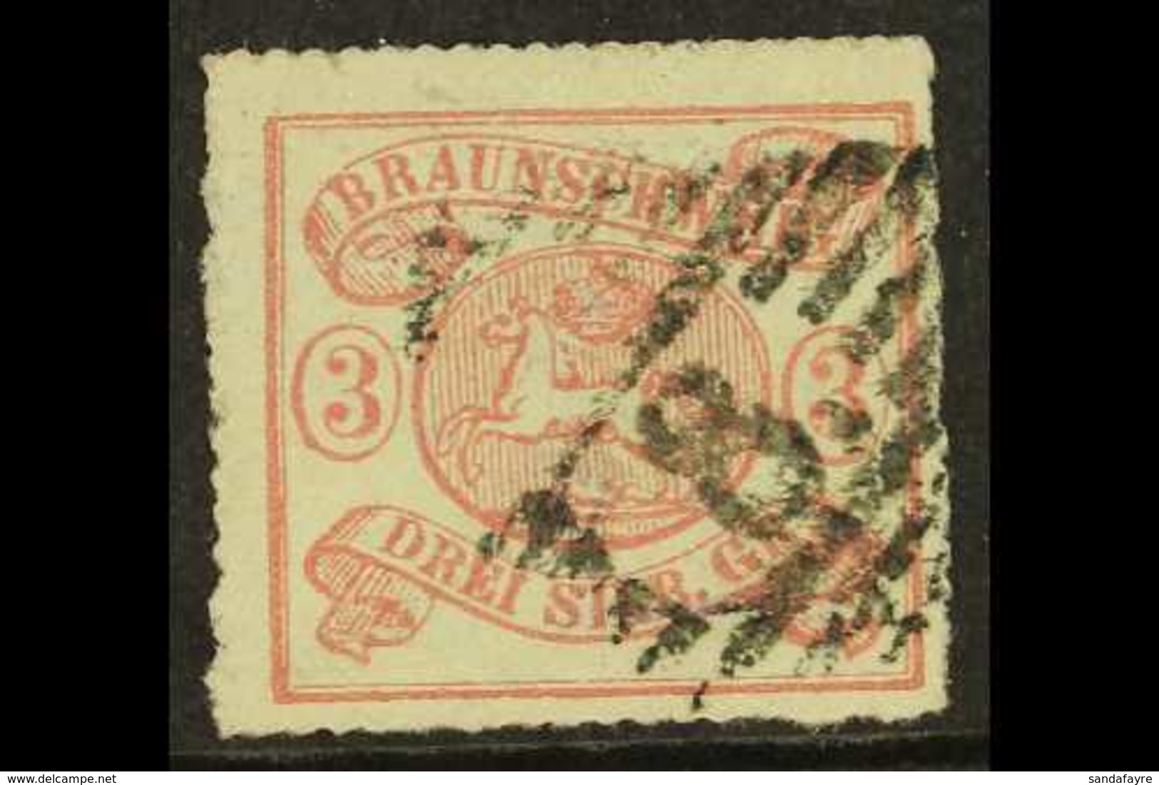 BRUNSWICK 1864 3sgr Rose On White, Perce En Arc 16, Mi 16A, Fine Used With "8" In Barred Diamond Cancel. Scarce Stamp, C - Autres & Non Classés