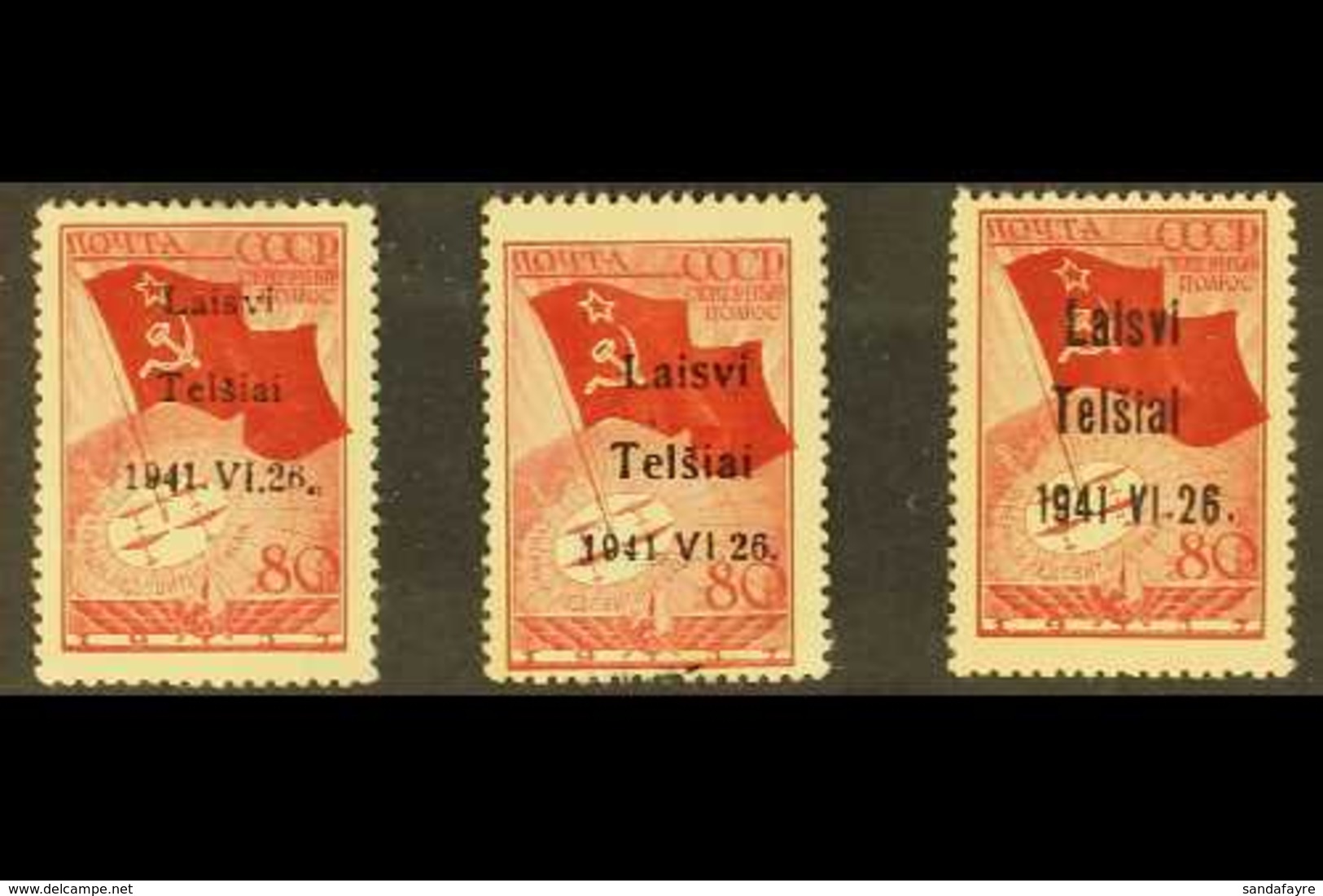 TELSIAI (TELSCHEN) 1941 80k Dark Brownish- Red With Type I, II & III Overprints, Michel 8I/8III, Used, The Types I & II  - Autres & Non Classés