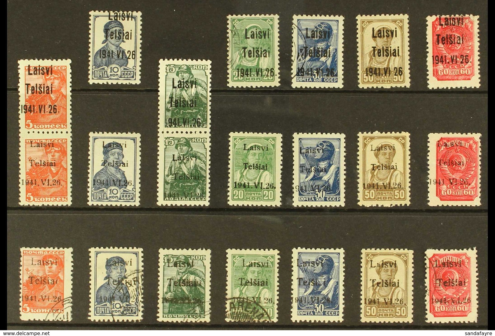 TELSIAI (TELSCHEN) 1941 Small Format Issue COMPLETE COLLECTION Of All Values With Type I, II & III Overprints, Mint (chi - Autres & Non Classés