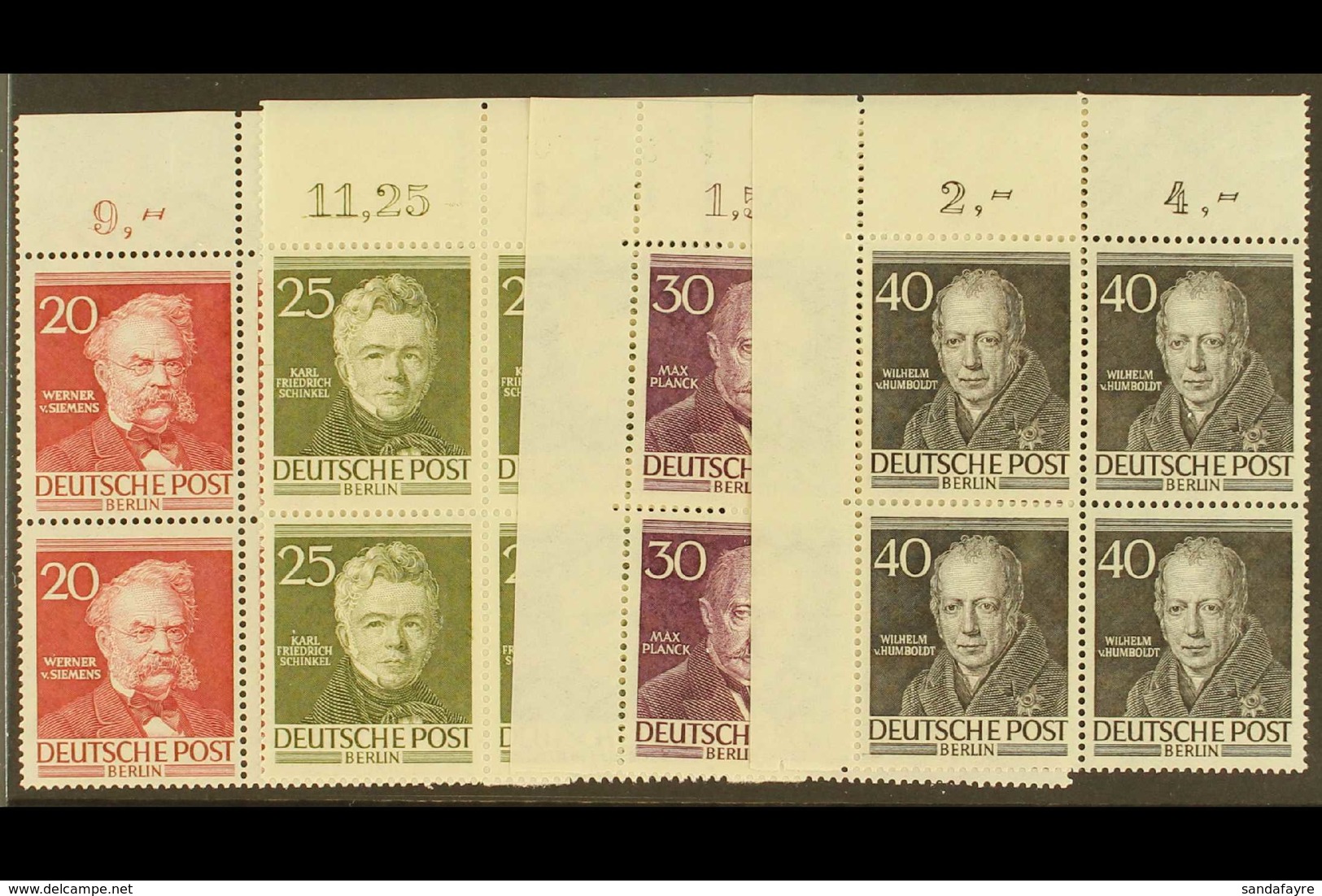 1952-53 Famous Berliners Complete Set (Michel 91/100, SG B91/100), Very Fine Mint (mostly All Stamps Never Hinged, 4pf & - Autres & Non Classés