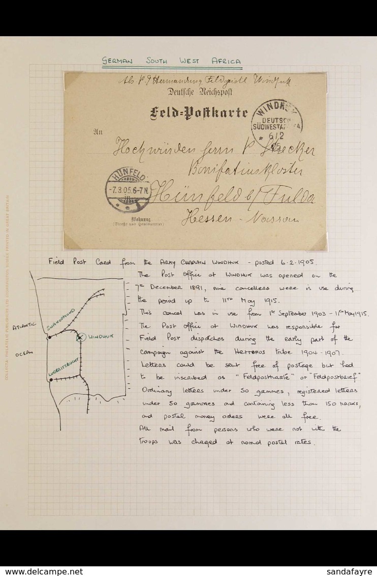 1892-1913 COVERS & CARDS. An Interesting Collection On Leaves, Includes 1904 Stampless Cover With "Seepost Hamburg West- - Andere & Zonder Classificatie