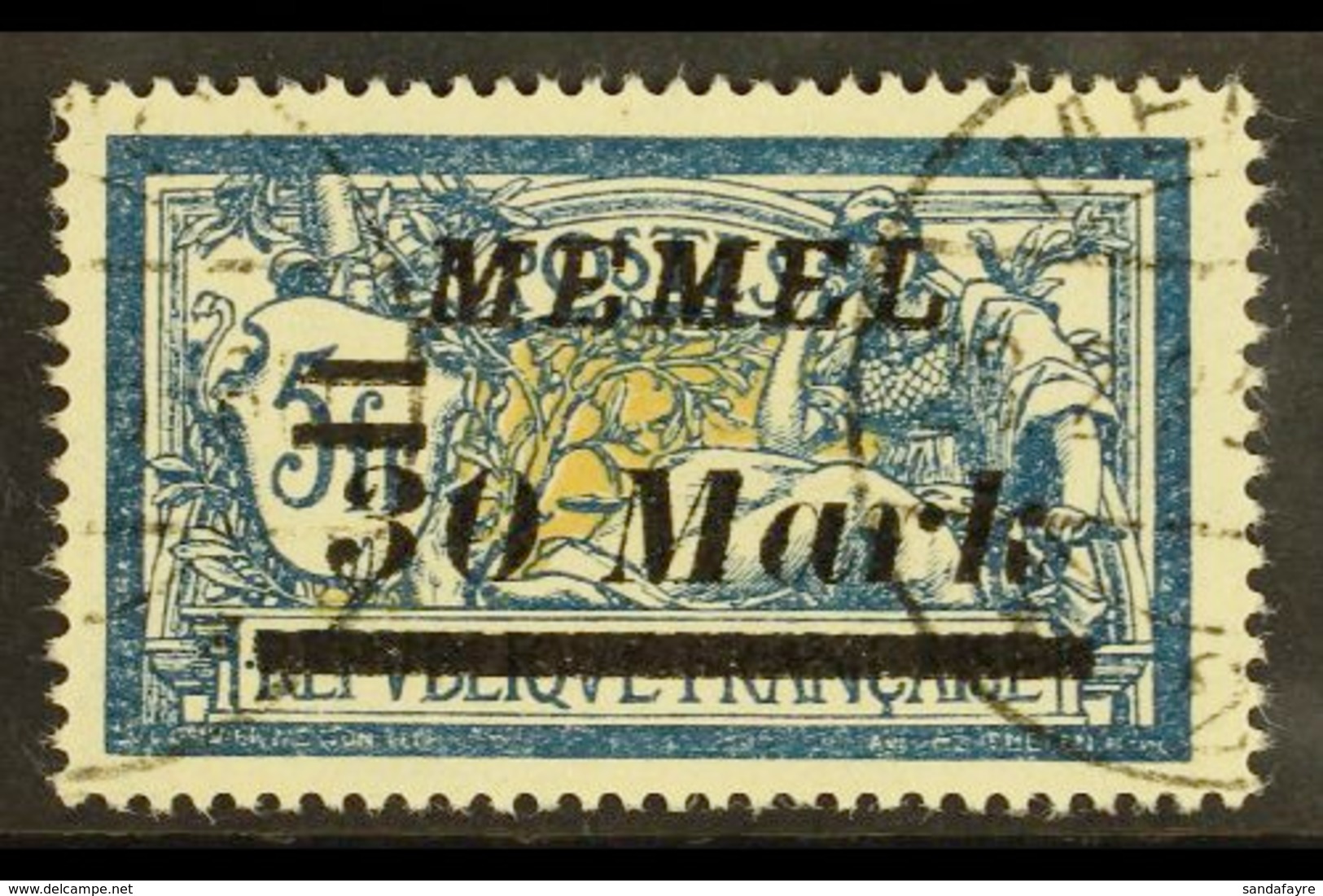 1922 30m On 5f Deep Blue & Buff Overprint With 'Oberer Teil Des Doppelbalkens Links Beschadigt' PLATE FLAW (position 69) - Sonstige & Ohne Zuordnung