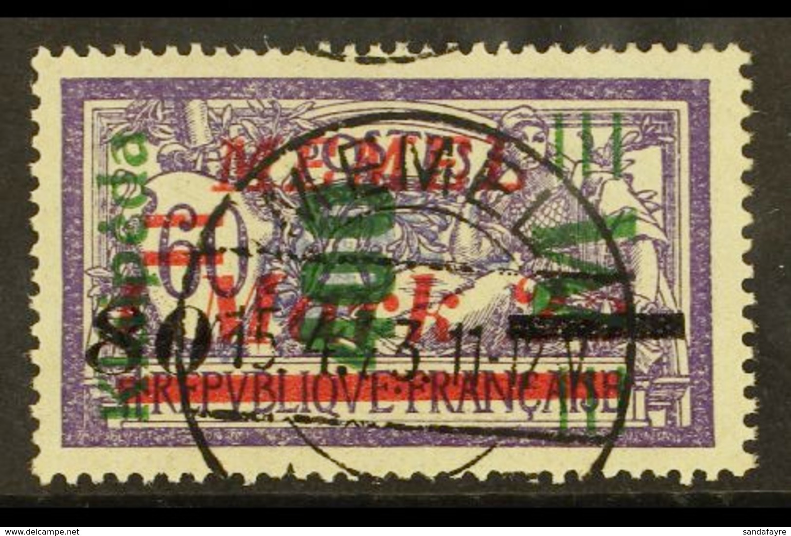 1923 400m On 80m On 1.25m On 60c Violet & Blue Surcharge With 4.6mm SPACING VARIETY, Michel 165 I, Very Fine Cds Used, F - Autres & Non Classés