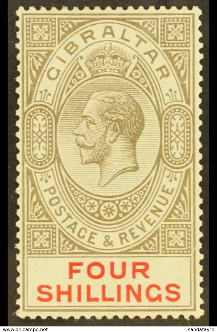 1921-27 4s Black & Carmine, Script Wmk, SG 100, Very Fine Mint For More Images, Please Visit Http://www.sandafayre.com/i - Gibilterra
