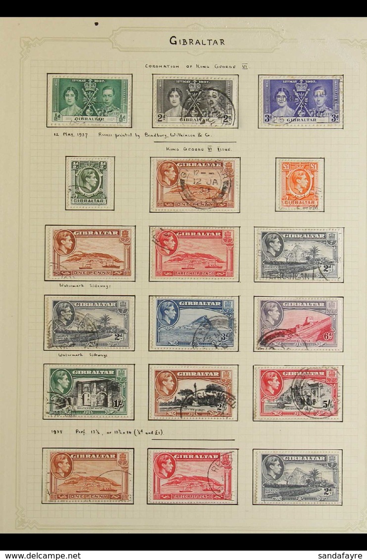 1937-1950 ALMOST COMPLETE VERY FINE USED COLLECTION On Leaves, All Different, Virtually COMPLETE For The Period (only Tw - Gibraltar