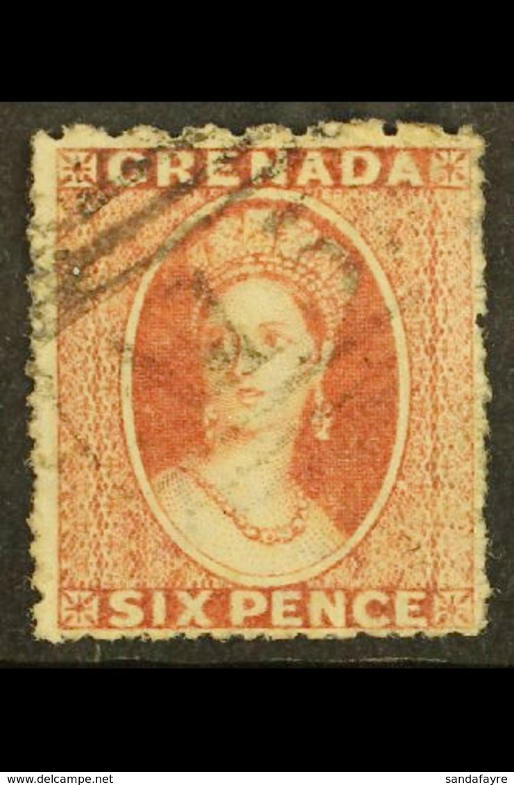 1863 6d Dull Rose Red, Wmk Sideways, SG 8, Fine Used.  For More Images, Please Visit Http://www.sandafayre.com/itemdetai - Grenada (...-1974)