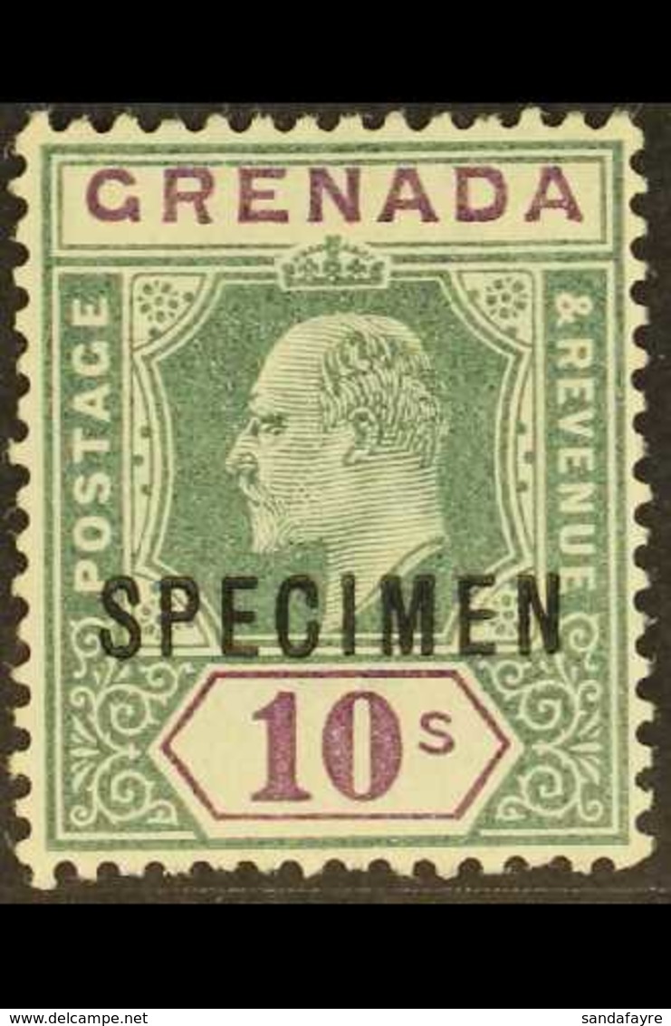 1902 10s Green And Purple Opt'd "SPECIMEN", SG 66s, Very Fine Mint. For More Images, Please Visit Http://www.sandafayre. - Grenada (...-1974)