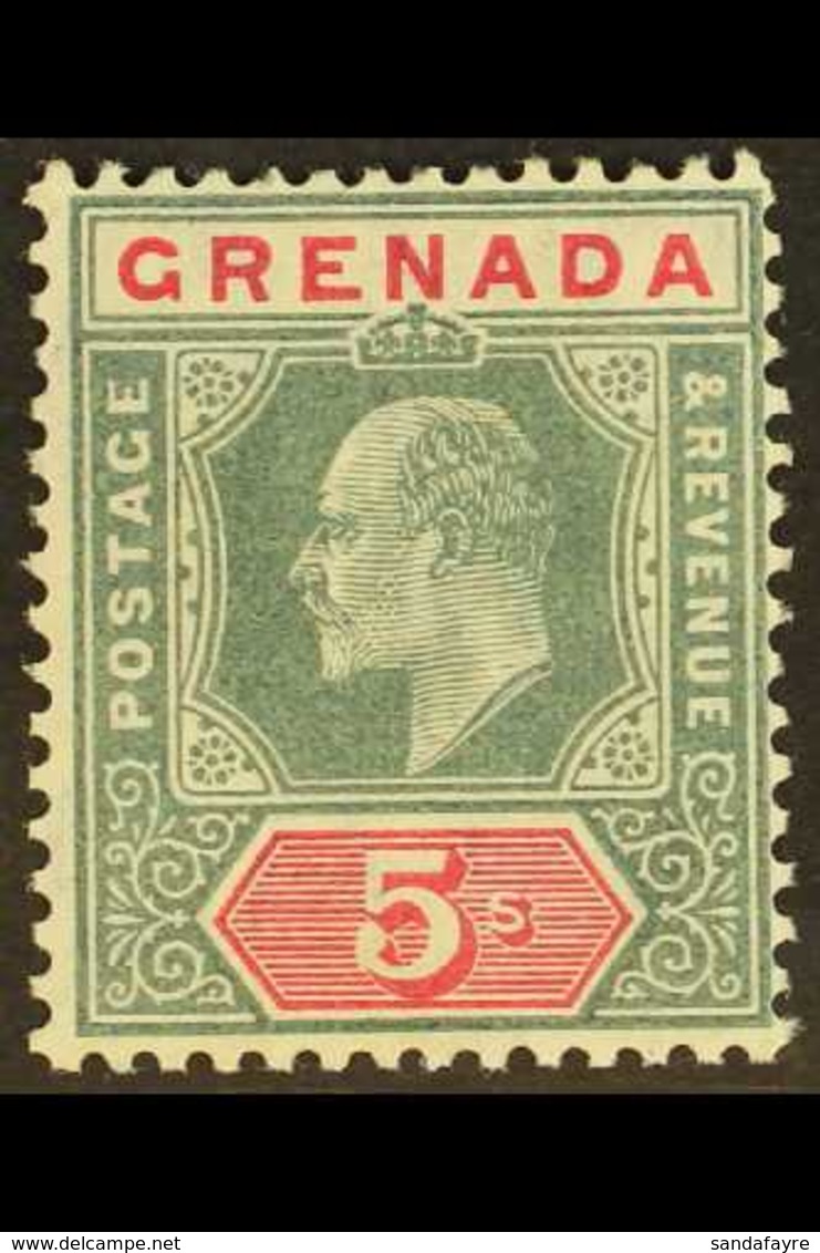 1904 5s Green And Carmine, Wmk MCA, Ed VII, SG 75, Fine Never Hinged Mint. For More Images, Please Visit Http://www.sand - Grenada (...-1974)