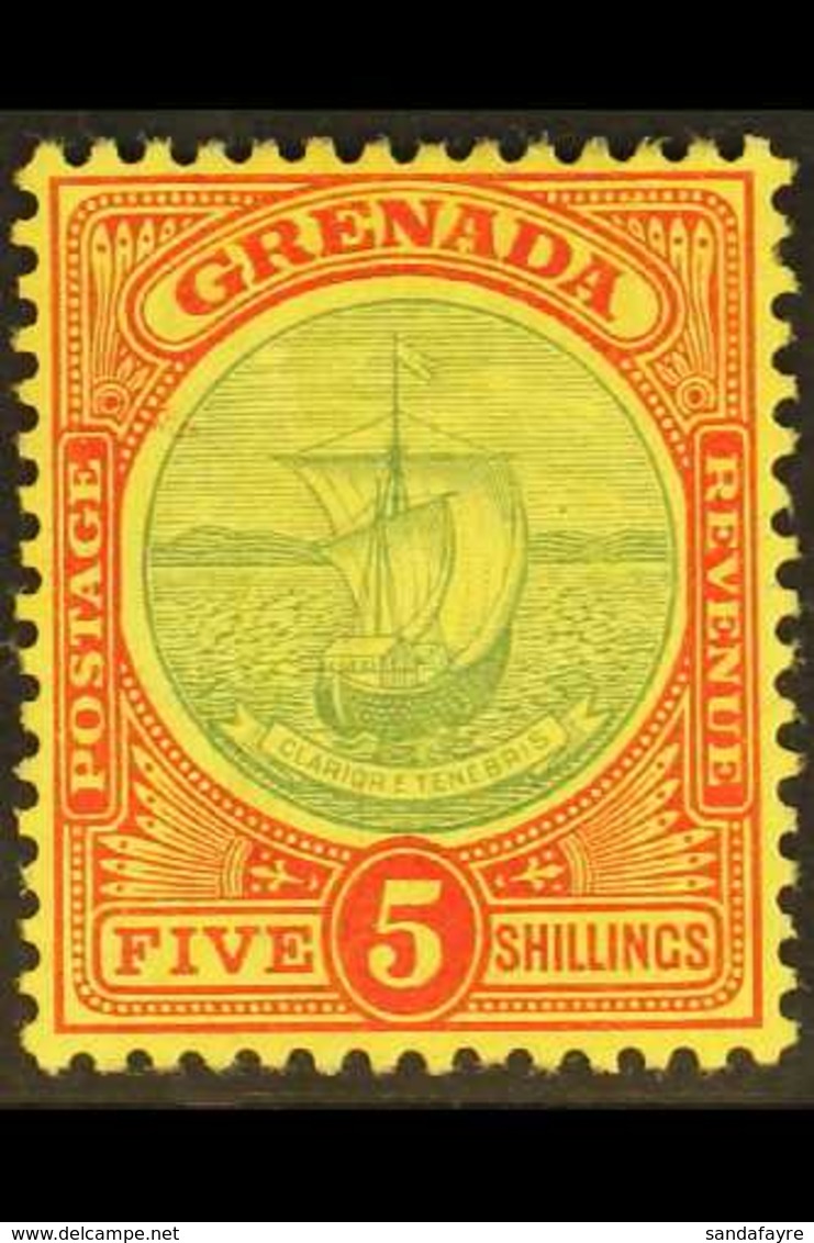 1908 5s Green And Red On Yellow, Badge, SG 88, Very Fine Mint. For More Images, Please Visit Http://www.sandafayre.com/i - Grenade (...-1974)