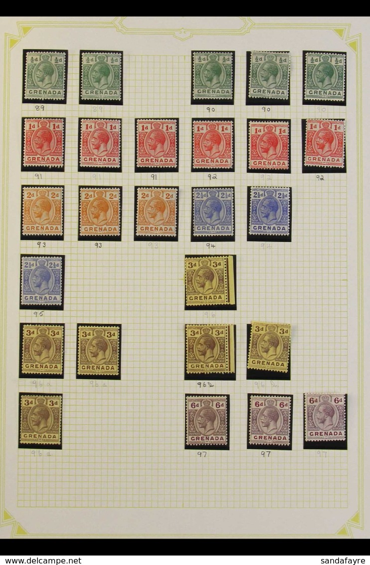 1913 - 22 GEO V ISSUE Fresh Mint Selection With Values To 10s Including SG Listed Shades With 1s (11), 2s (2), 5s On Yel - Grenada (...-1974)