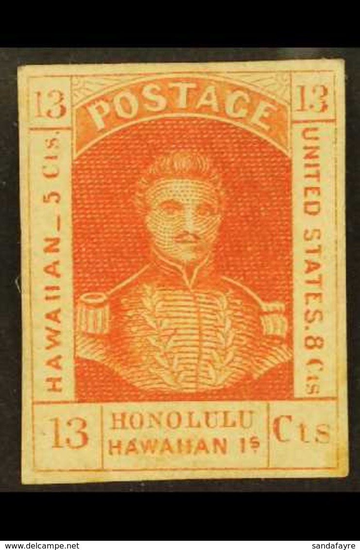 TAYLOR FORGERY 1853 13c Dark Red On Thick White Wove Paper (as Scott 6), Unused With 4 Good Neat Margins & Fresh Appeara - Hawaii