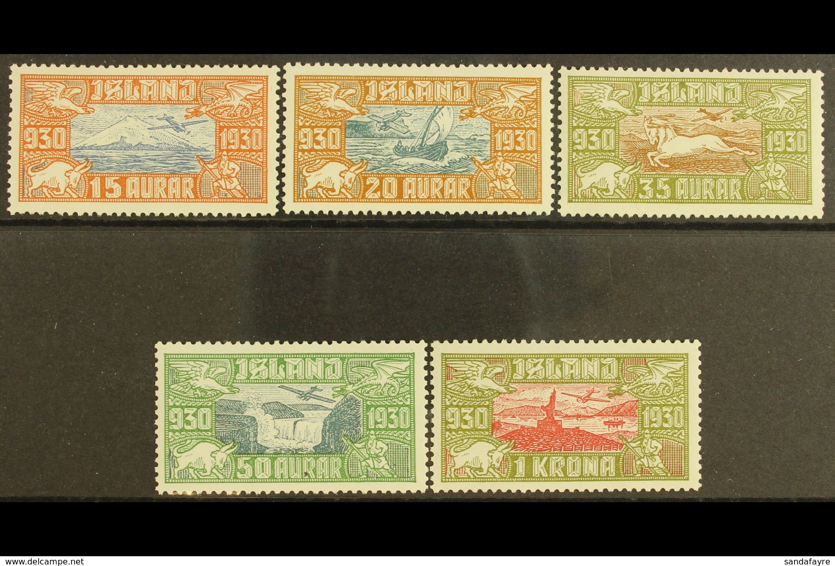 1930 Parliamentary Millenary Celebration (Air) Complete Set, SG 174/178 Or Facit 189/193, Never Hinged Mint. (5 Stamps)  - Autres & Non Classés
